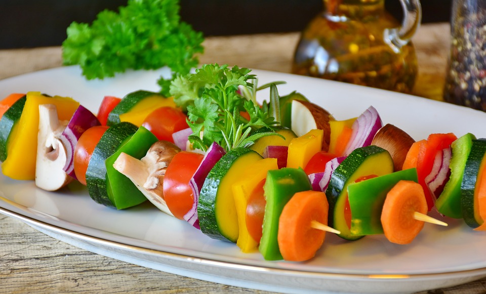 Photograph of vegetable skewers to illustrate vegan dining in Munich