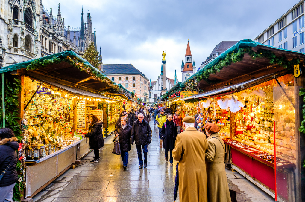 photo of people browsing stalls at the Christmas Market in Munich, Germany